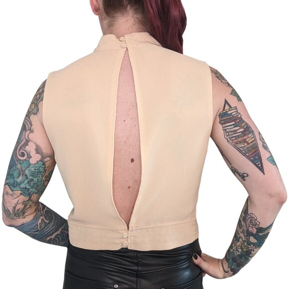 Windsor Pale Yellow Sleeveless Open Back Crop Top | S - Picture 2 of 7